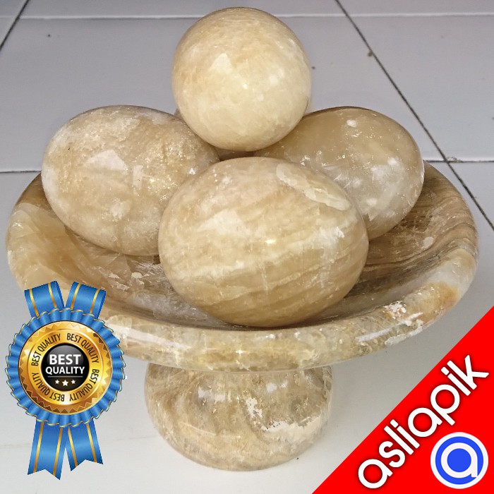 Hiasan Dekorasi Unik Paket Piring Dan 5 Telur Marmer  Asliapik Batu Alam Tulungagung