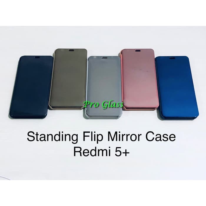 Xiaomi Redmi 5+ Clear View Mirror Standing Flip Cover Case Premium