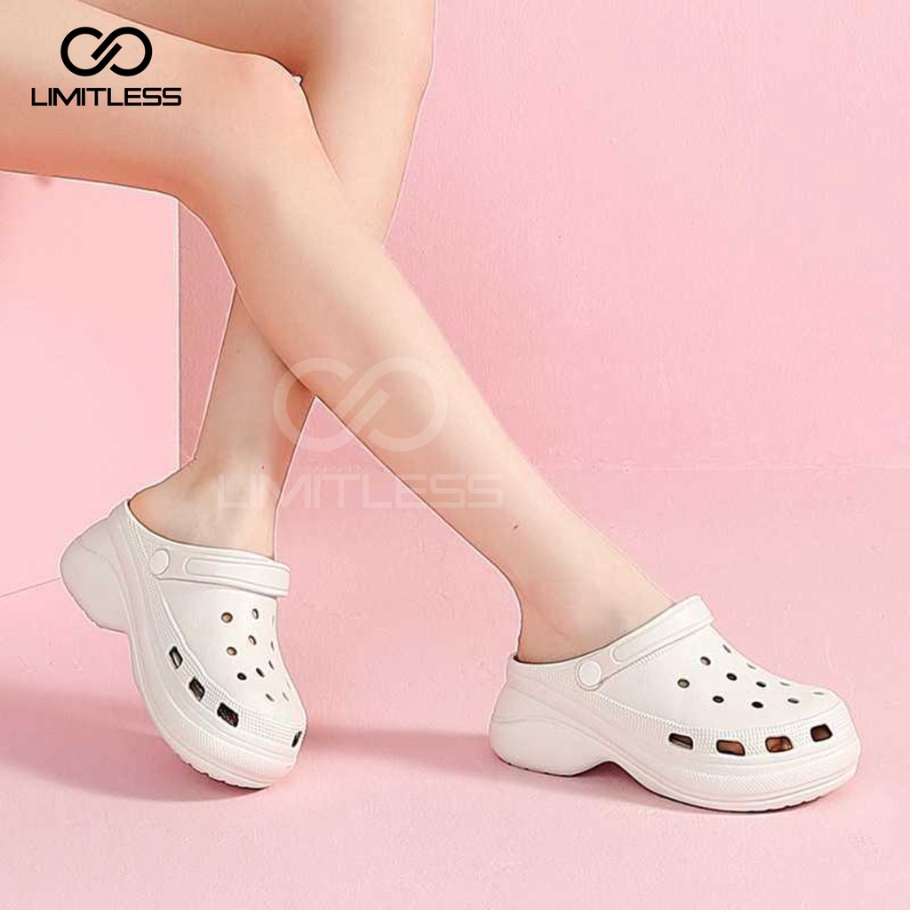 Sendal Slop Wanita Wedges Sandal Platform Selop Cewek Kekinian Viral Sandal Wanita Terbaru Bakpao Slip On