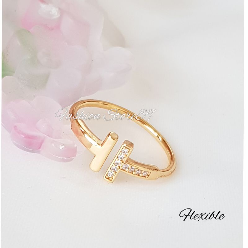 New Cincin Flexibel Free size Xuping Yaxiya Impor Perhiasan lapis emas 18k Cincin Wanita Free size