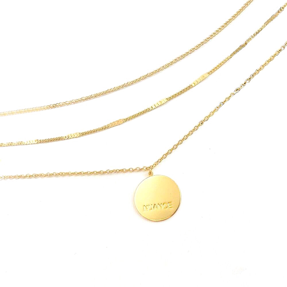 【TERSEDIA &amp; COD】Sederhana Kalung Multilayer Tiga Lapisan Logam Perempuan Rantai Leher Bulat Rantai Klavikula