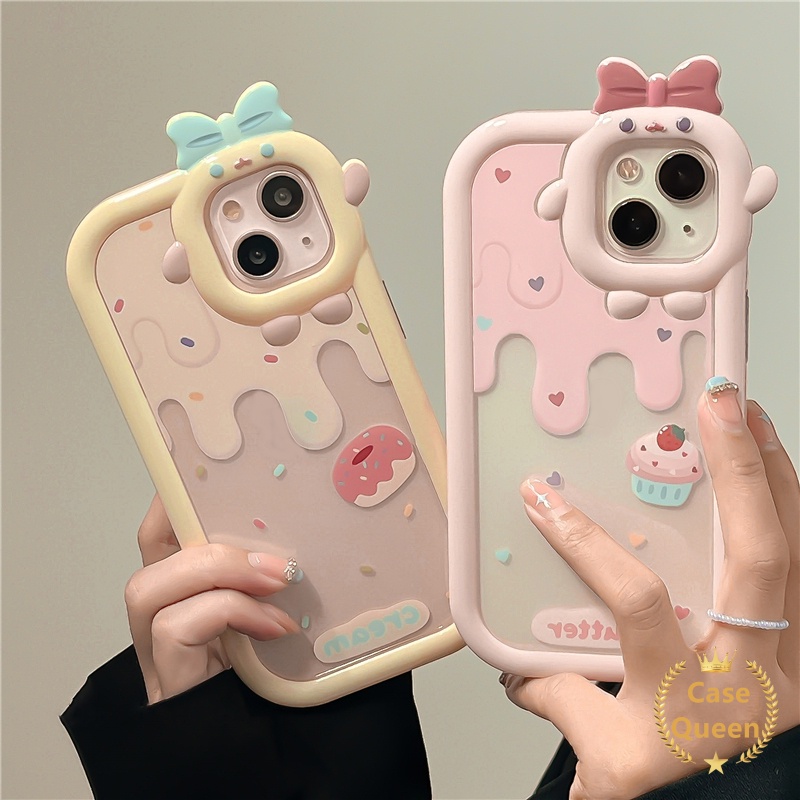 Bow-knot Monster Case Oppo A17 A7 A7 A5S A12 A3S A12E A53 A74 A95 A16K A16E A17K A52 A92 A96 A76 Reno 5 5F 4F 7 A5 A9 A16 A54 A15 A57 A31 A15s A55 A16s Candy Butter Cream Strawberry