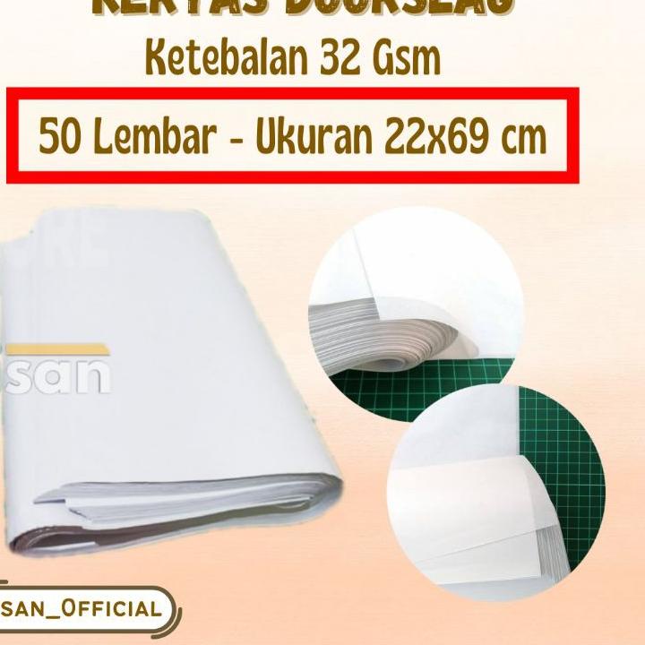 

Big Sale 50 Lembar Kertas Doorslag Paper Bungkus Packing Baju Hijab Jilbab Sepatu 22x69 cm ,.