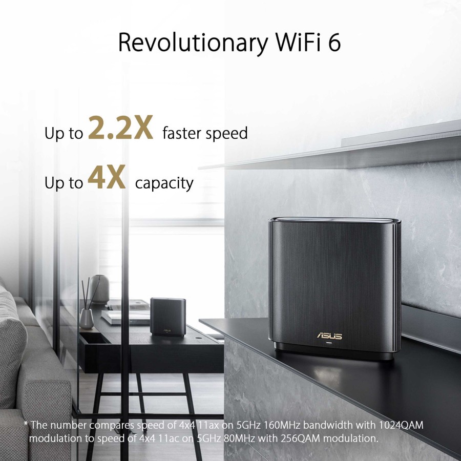 ASUS ZenWiFi AX XT8 Black AX6600 - 2 Pack Mesh WiFi 6 System