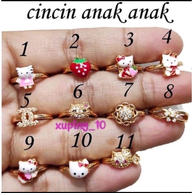 CINCIN ANAK CINCIN ANAK KARAKTER PEREMPUAN GIWANG EMAS IMITASI TAHAN KARAT PERHIASAN COD