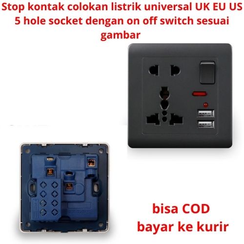 Jual Stop kontak colokan listrik universal UK EU US 5 hole socket ...