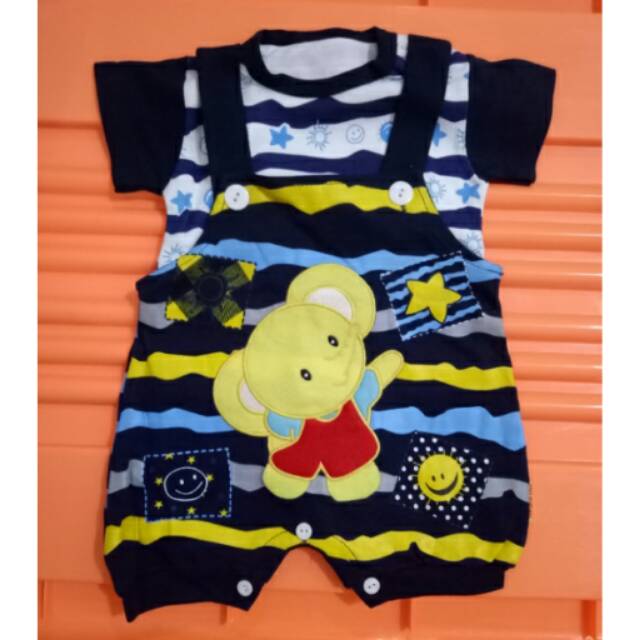 Baju jumper bayi /baju kodok 2pc karakter cute elephant