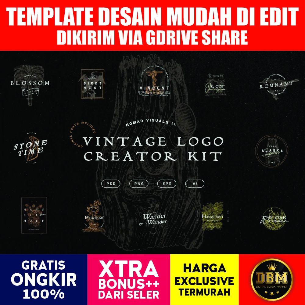 Vintage Logo Creator Kit - Photoshop &amp; Illustrator