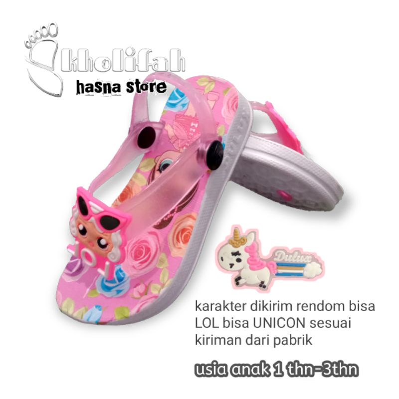 sandal anak jepit tali belakang lol/unicon Dulux 283e (3c)