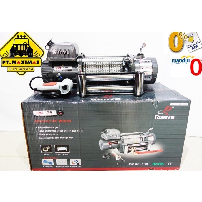 Runva Electric Winch Ewx-12000 24 Volt Kapasitas 5,4 Ton