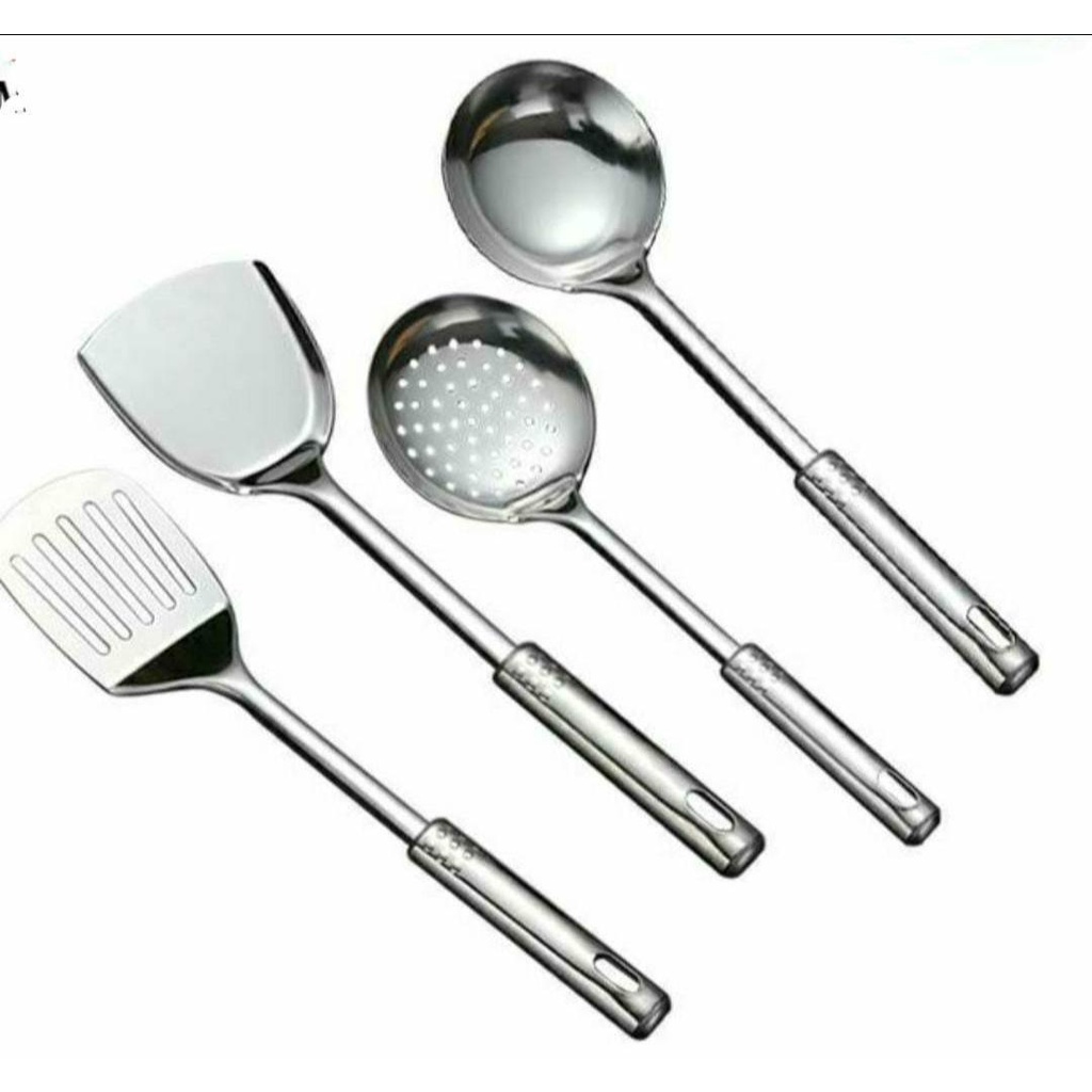 spatula stainless / stainless steel / kitchenware series set isi 4pcs / alat penggorengan