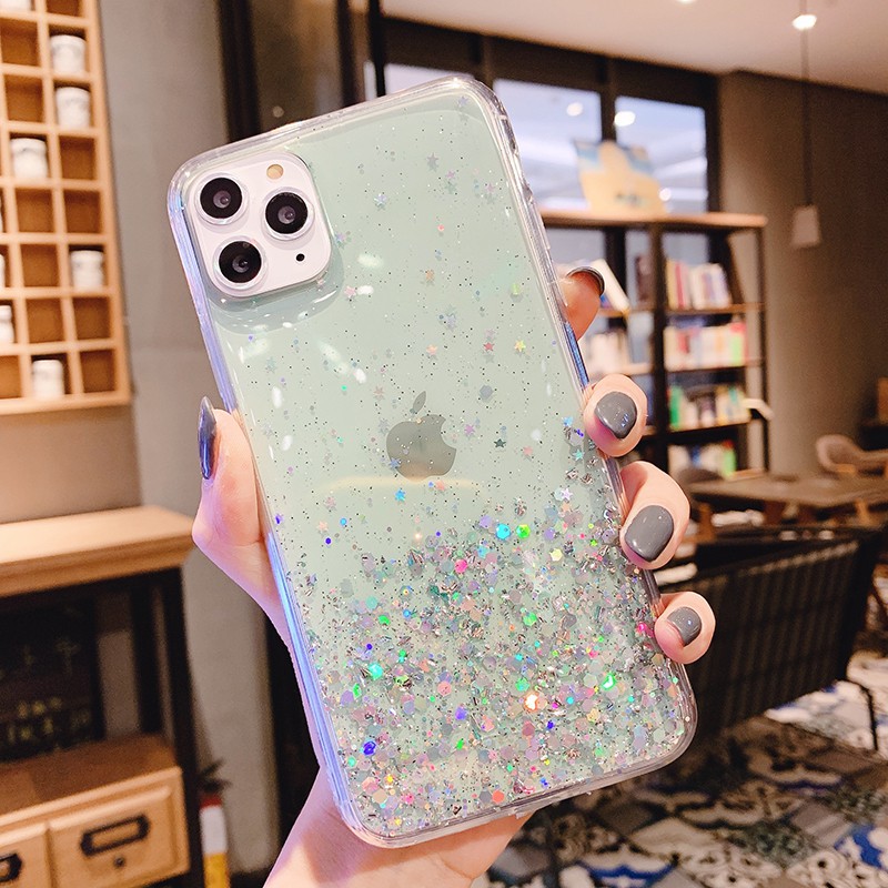 Casing iPhone 6s 6 7 8 Plus 11 Pro MAX XR X XS MAX Motif Planet Glitter Transparan