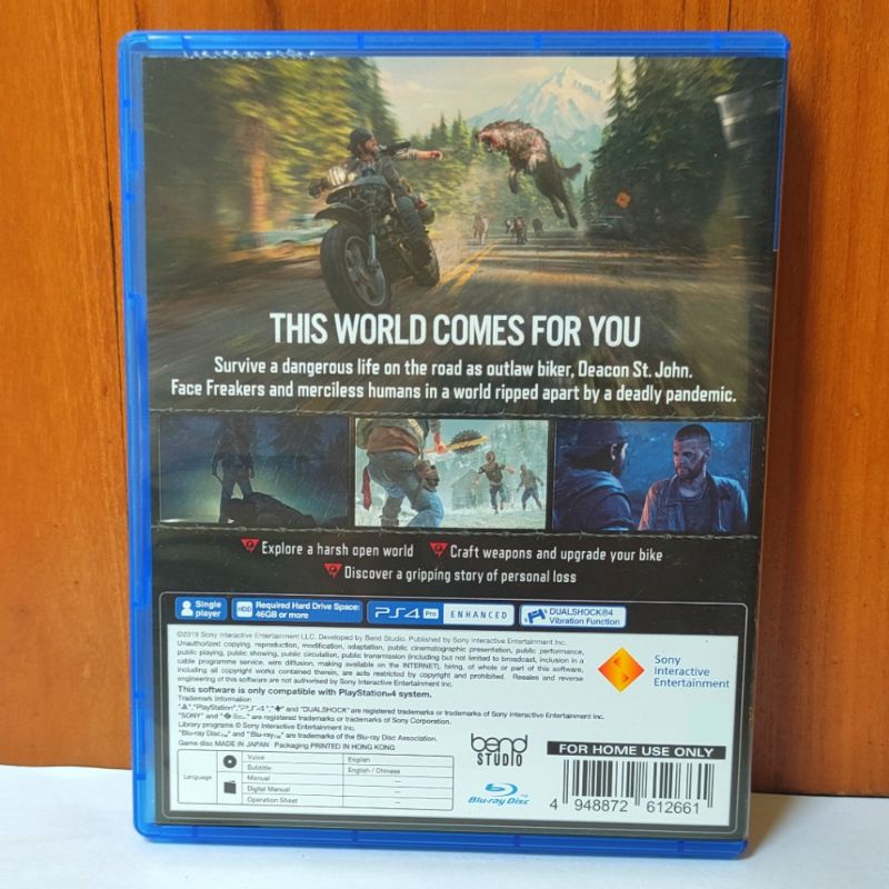 Days Gone PS4 Kaset Daysgone Day Daygone Playstation PS 4 5 CD BD Game Daysgon Gon Day gone DayGone Games Ps4 Ps5 Region 3 Asia reg game petualangan mainan original asli ori zombie zombies the last of us part 1 2 remastered tlou daysgon gon daygone day