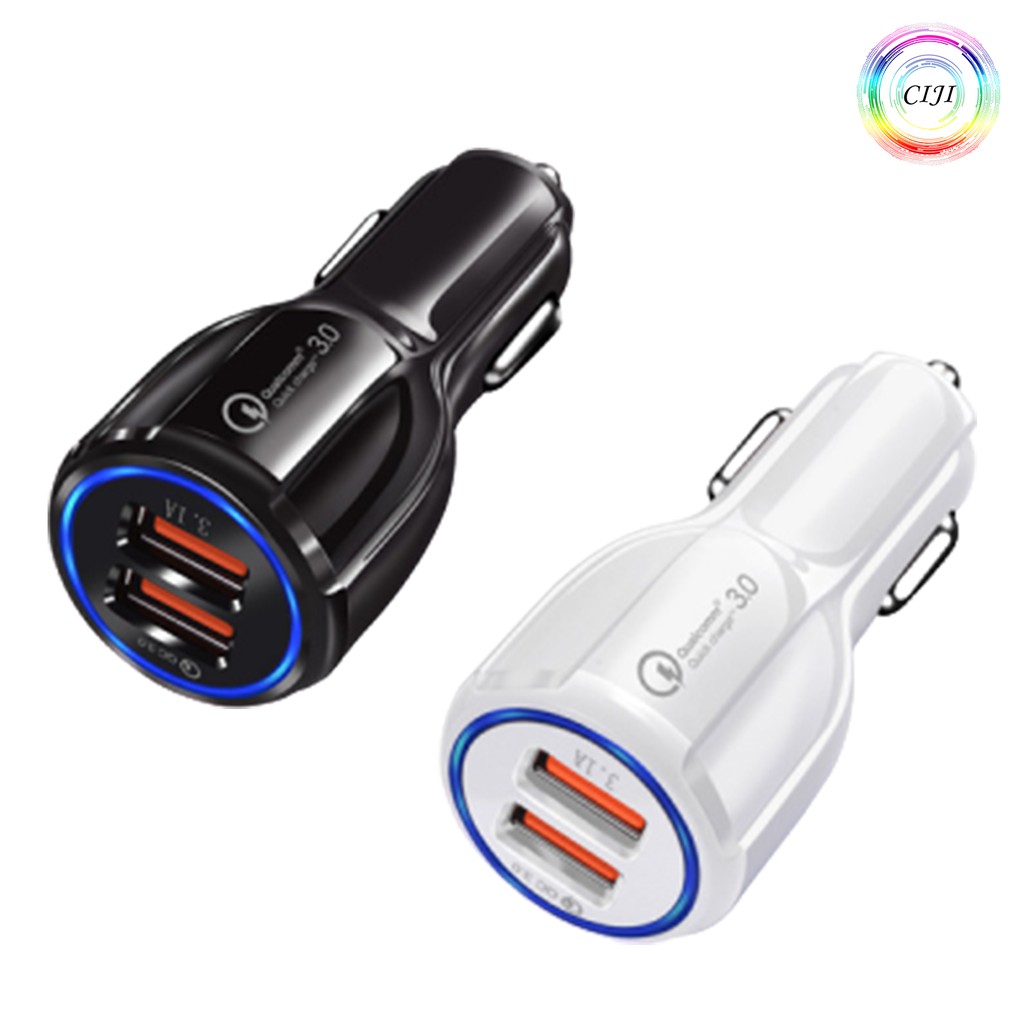 Jual CIJI Car Charger Colokan Mobil 2 Ports QC3.0 3.1A Quick Charger