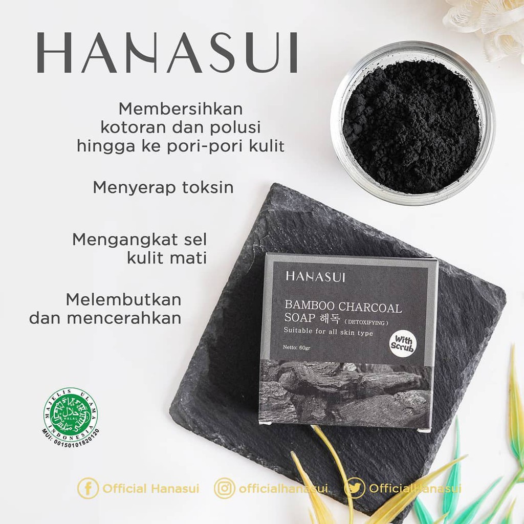 Sabun Pria Hanasui Charcoal Soap Sabun Arang Bambu Cuci Muka Pembersih Wajah Dan Badan Pria Sabun Scrub Hanasui Ori BPOM 9