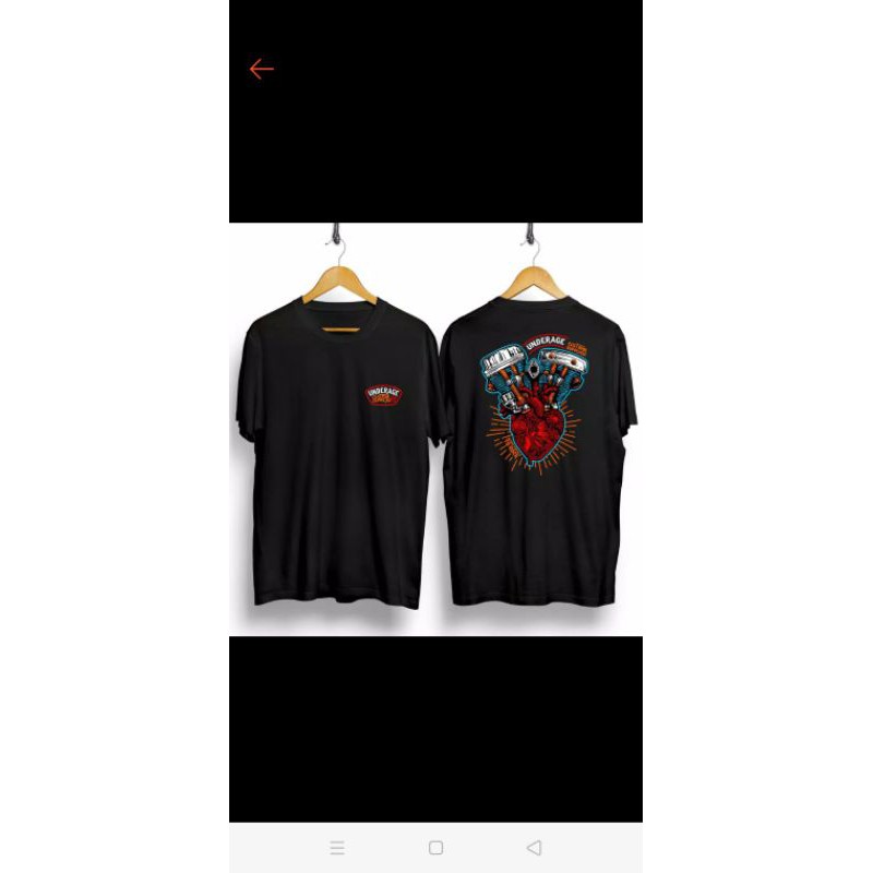 ELELYON / UNDERAGE HITAM / BAJU DISTRO / BAJU PRIA / KAOS DISTRO / KAOS PRIA / SABLON DEPAN BELAKANG