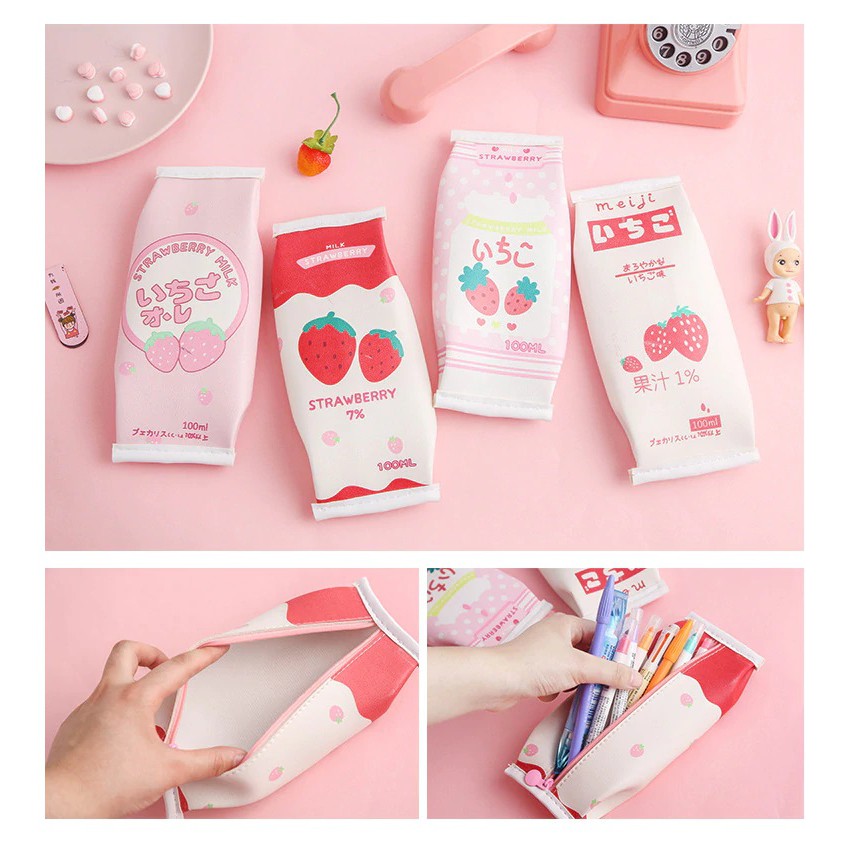 

Tempat Pensil Japanese Strawberry Milk / Tempat Kosmetik Multifungsi Murah