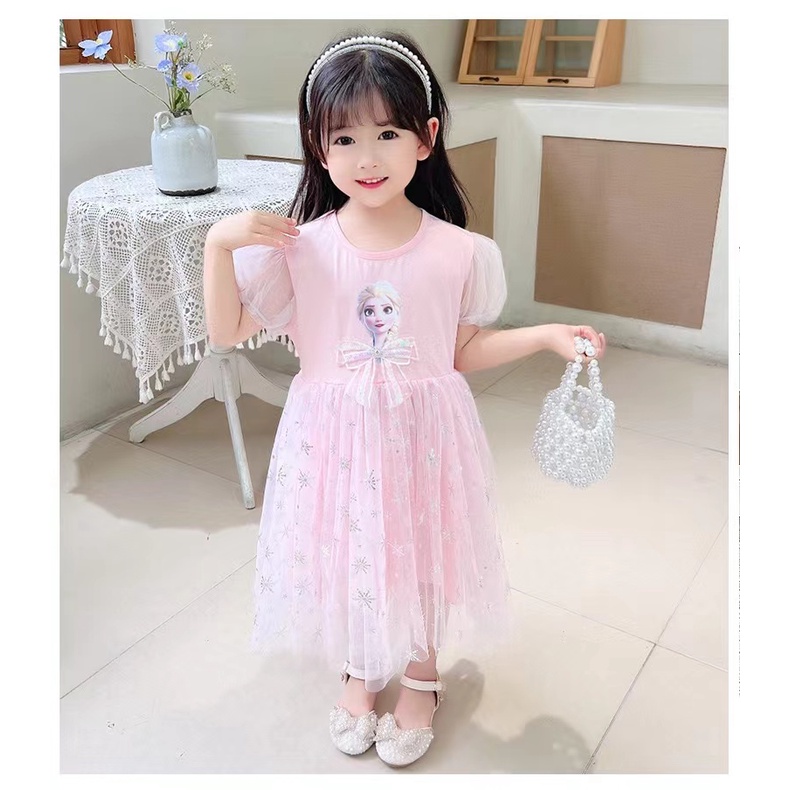 Dress Anak Frozen  Princess Elsa Pita Depan Import 2-8 Tahun 2022 New