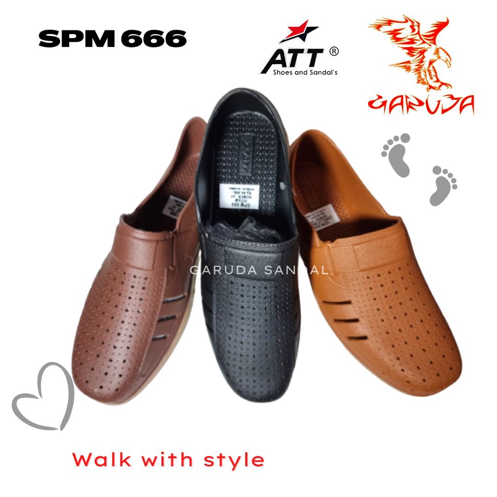 Sepatu slip On Pria ATT SPM 666 Formal pantofel Karet Tahan Air