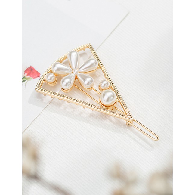 LRC Aksesories Rambut Fashion Love Pearl Geometry Hollow Metal Geometric Hair Clip F59909