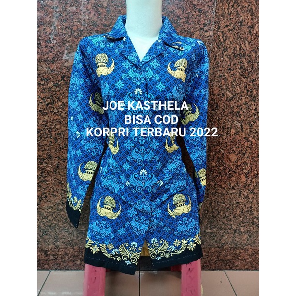 Jual Baju Seragam Korpri Pgri Guru Pns Batik Biru Furing Wanita Pria