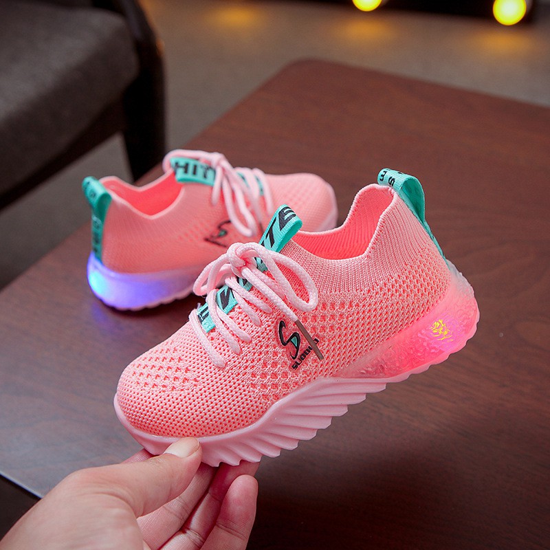 Sepatu Led Anak Sneakers Model Flyknit