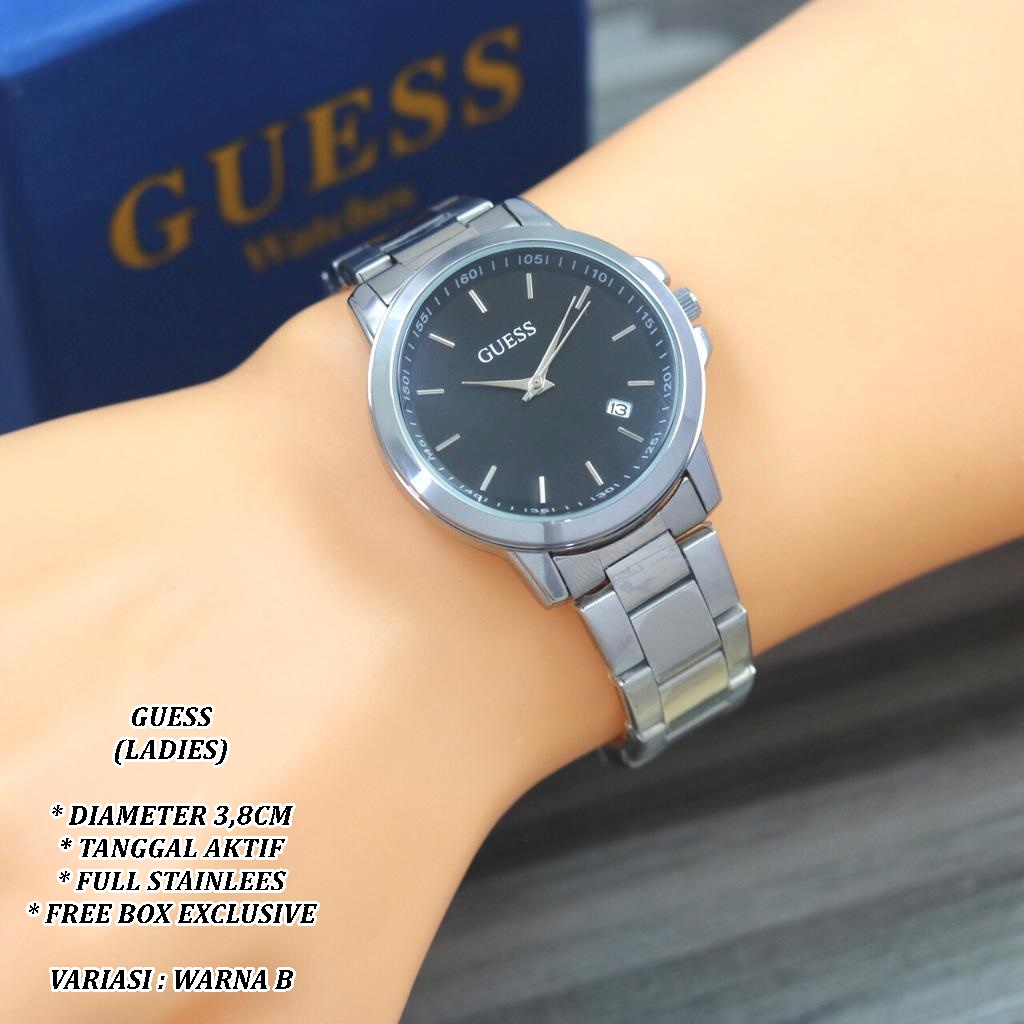 (FREE BOX) JAM TANGAN WANITA FASHION RANTAI BODY BULAT TANGGAL AKTIF