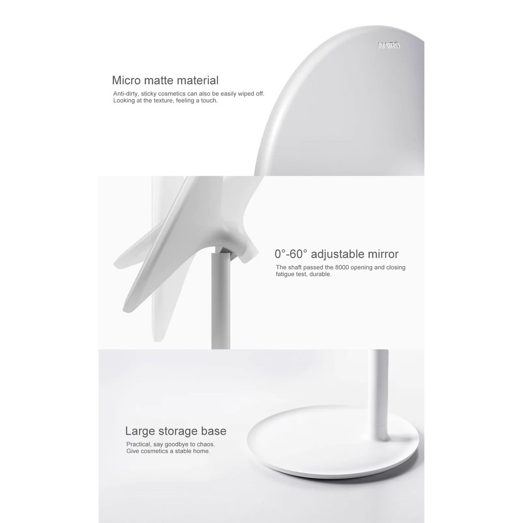 XIAOMI XY Portable LED Touch Dimmable Make Up Mirror - XYMR01 - Cermin Make Up Rechargeable XIAOMI