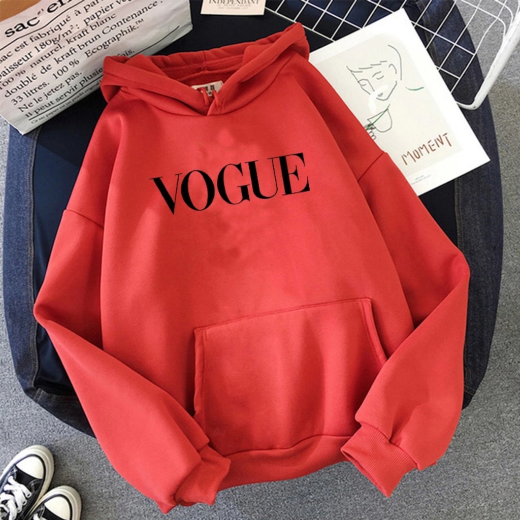 Hoodie Wanita Tulisan Vogue Oversize Korean Style Sweater Murah Tebal Xxl Kekinian Lilac Bisa Cod