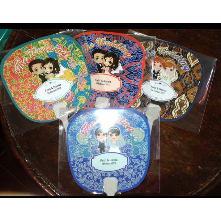 Promo Souvenir kipas wedding kemas plastik free sablon(100Pcs)