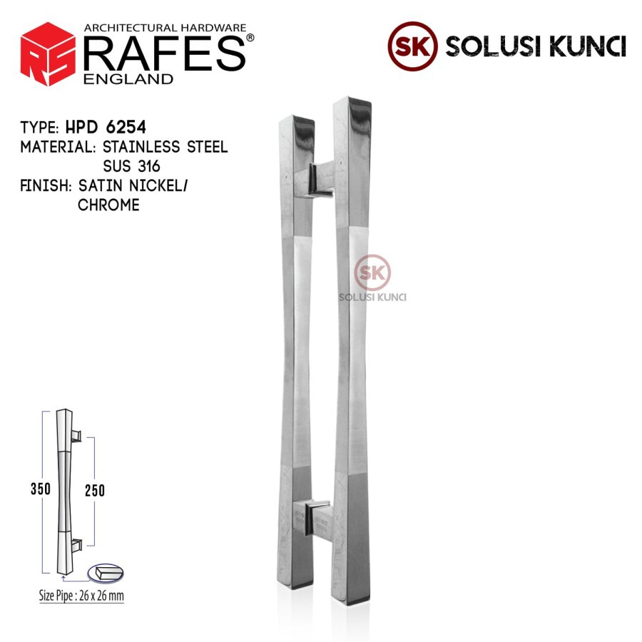 Handle Pintu / Tarikan Pintu Depan RAFES ENGLAND SUS 316 (HPD 6254)
