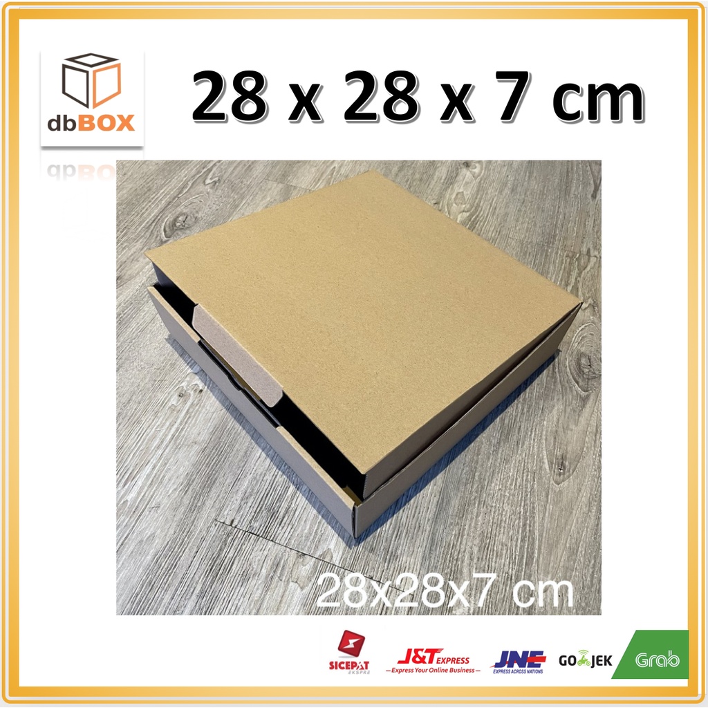 

Kardus Uk. 28x28x7 cm....Die Cut kotak Kue, snack -aksesoris-dll model box pizza