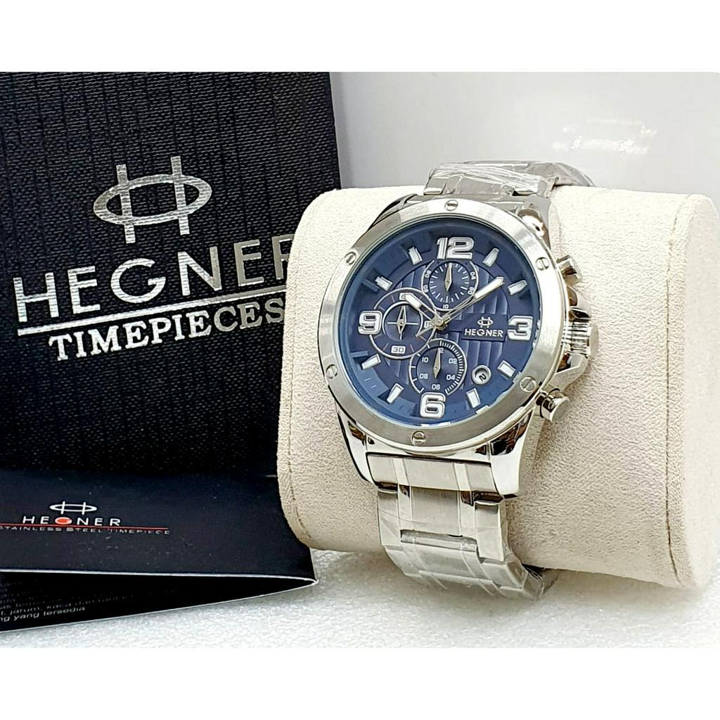 Jam Tangan Pria Hegner 6603 Original Rantai Chrono Aktif