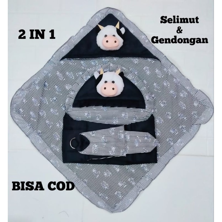 TERMURAH !!! SATU SET PERLENGKAPAN BAYI (PAKET HEMAT 5 in 1) BONUS 1 SET SARUNG TANGAN KAKI BAYI-Gndngn+slimut navy