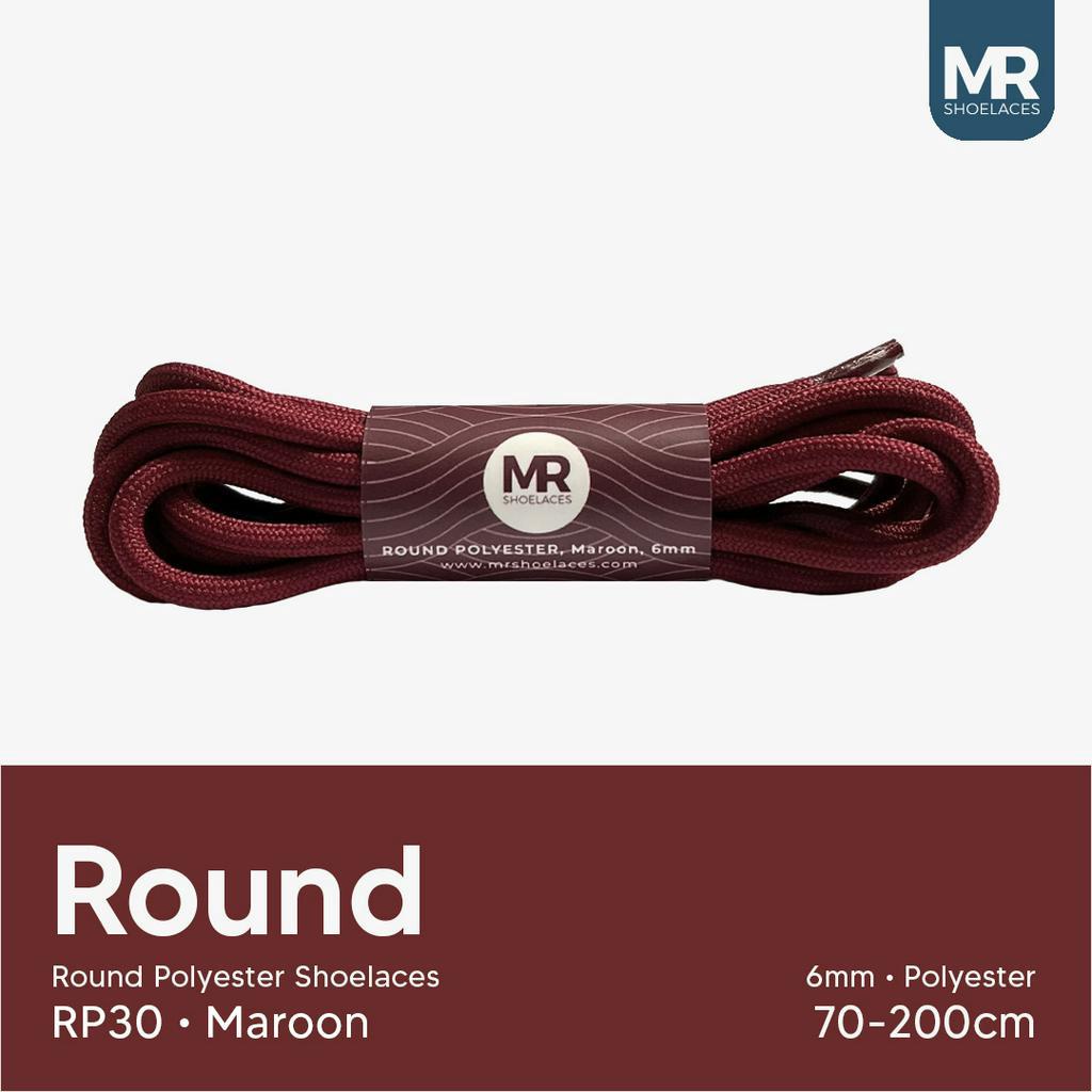 MR Shoelaces RP30 Maroon (Marun) Tali Sepatu Bulat Round Big 6mm Shoelaces 90cm 100cm 120cm 150cm 180cm-200cm Polyester