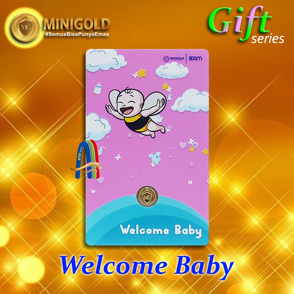 Minigold Gift Series WELCOME BABY Born Logam Mulia 24 Karat - Hadiah Kelahiran Bayi