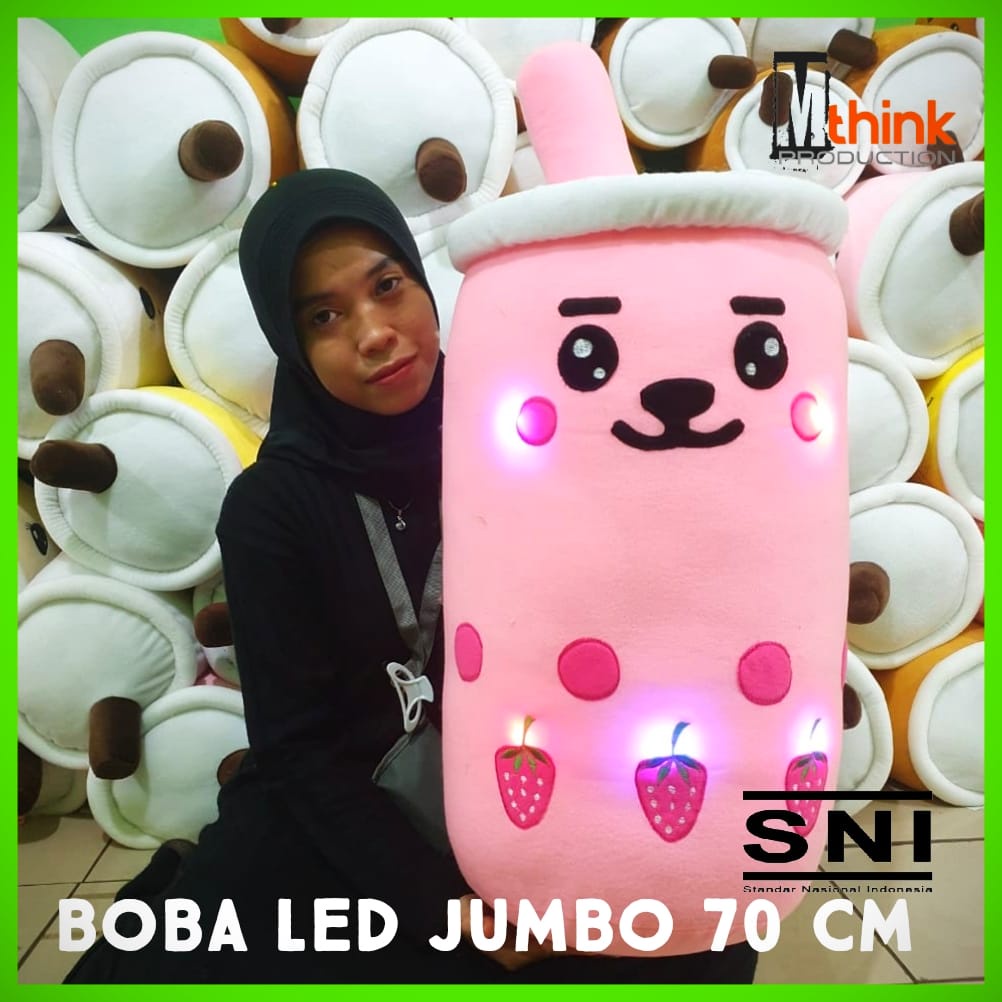 Boneka boba / bantal boba super jumbo 70cm LED lampu tepuk nyala label SNI original