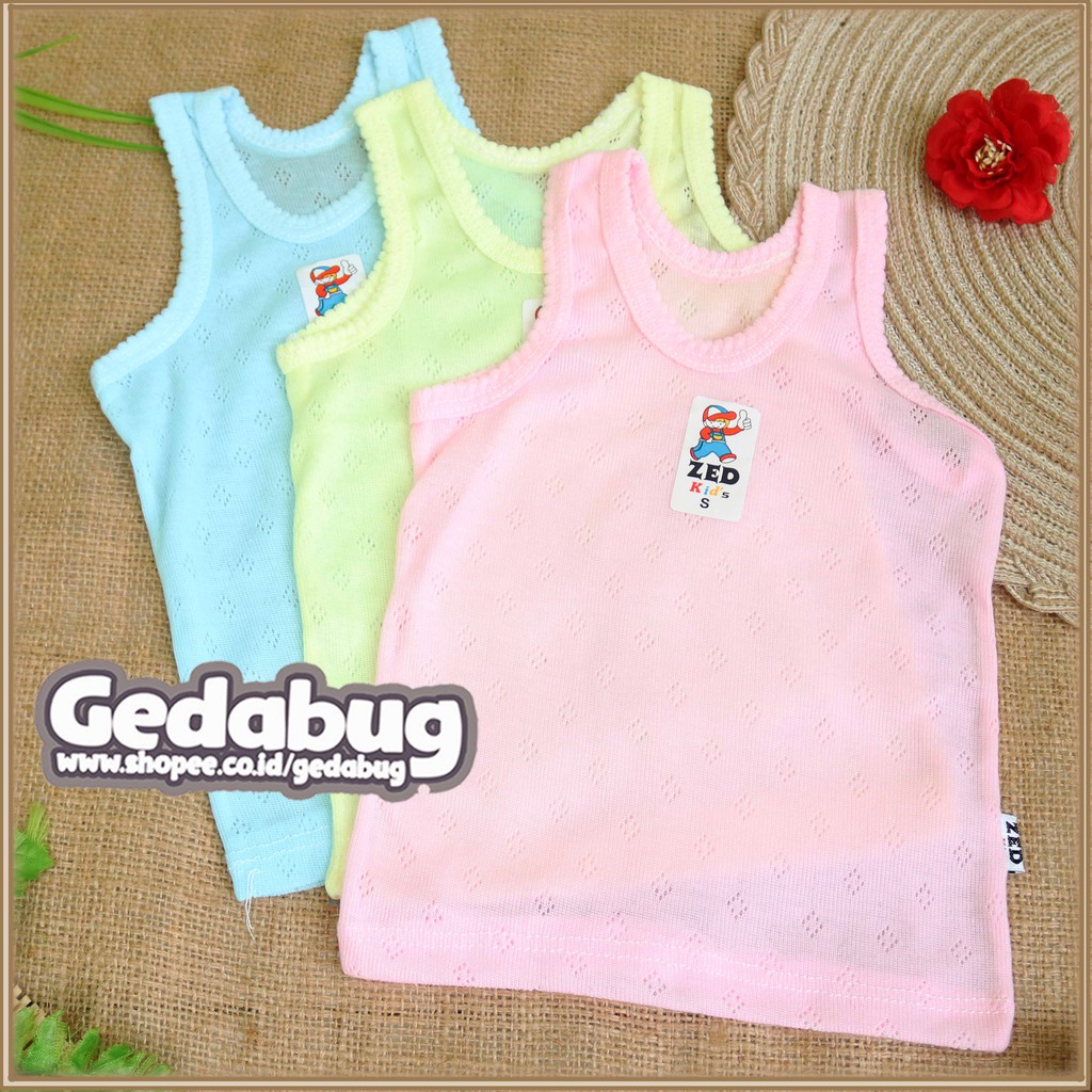 3 Pcs - Singlet kaos dalem Anak ZED Kids | Singlet anak Berpori Warna Kaos Dalam Bayi Unisex | Gedabug