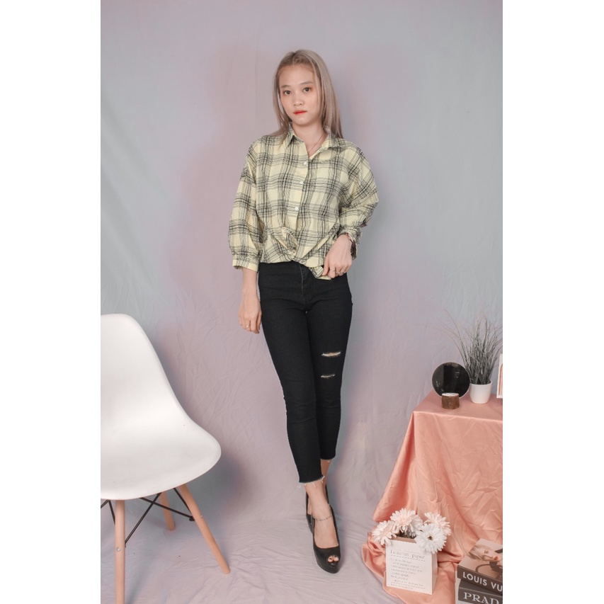 RX Fashion - Kemeja Guilen Oversize Shirt // Oslin Oversize -R1-YANDETH - CREAM
