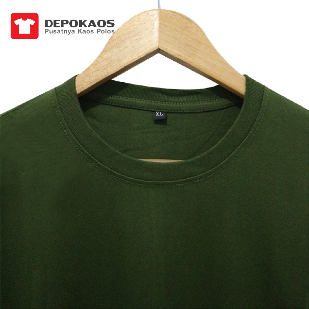 Kaos Polos Lengan Panjang Hijau Army Katun Combed 24s Unisex