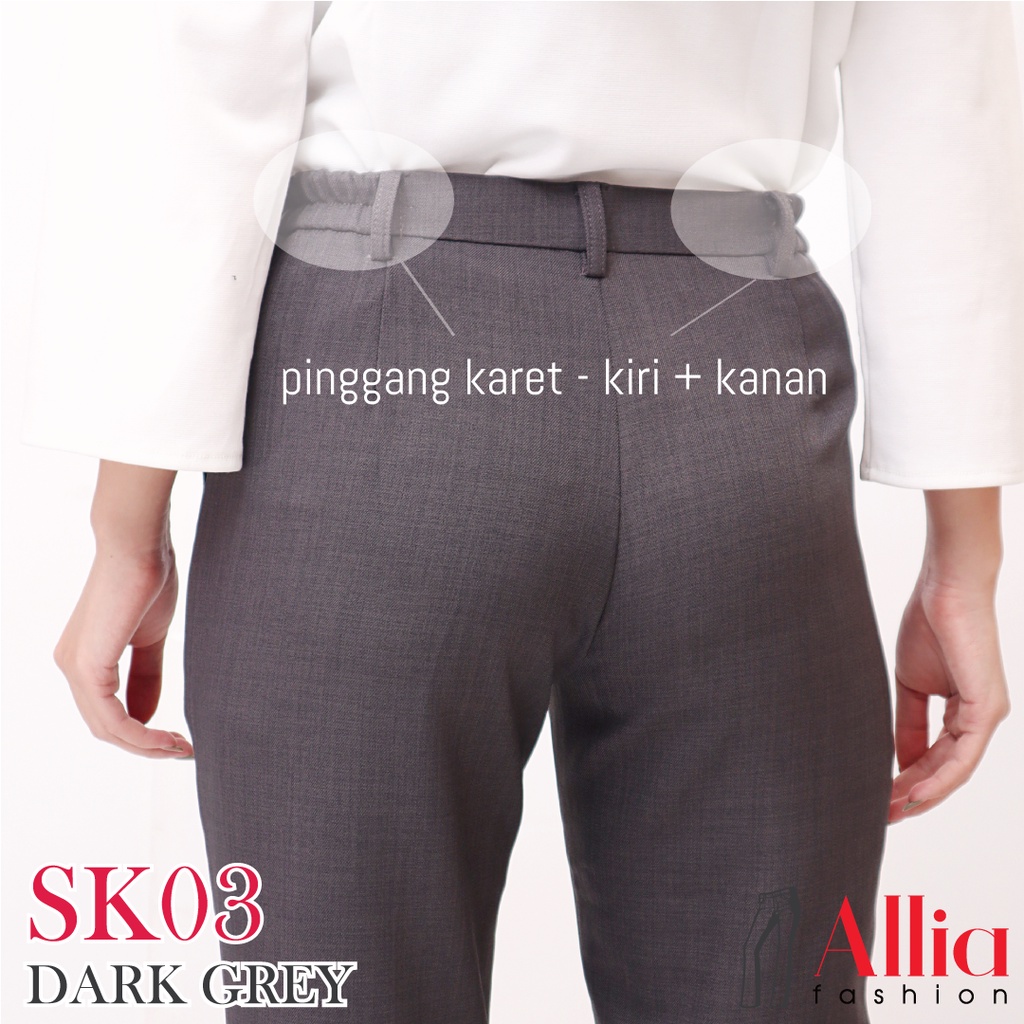 ALLIA SK03 DARK GREY M - 7L - CELANA KERJA WANITA - celana kerja bahan wanita