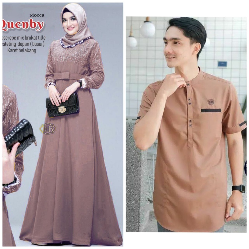 COUPLE GAMIS KOKO LEBARAN RAMADHAN QUEENBY KELUARGA GAMIS BRUKAT WANITA