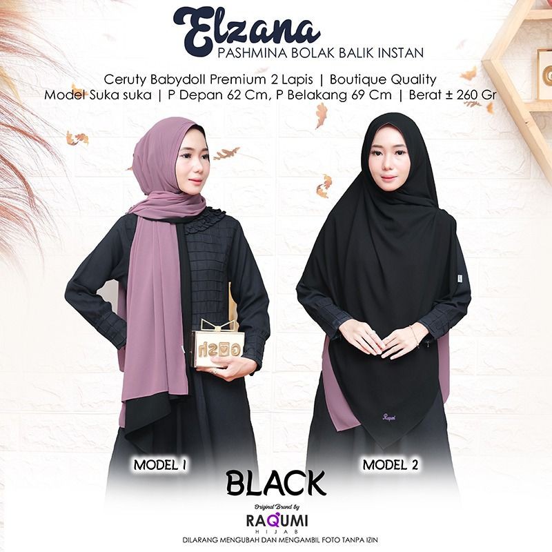 Elzana Pasmina Bolak Balik Instan By Raqumi Hijab