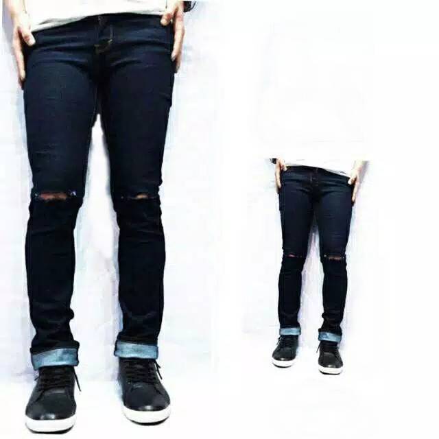 Skinny Celanajeans Celanapanjang Celanapria BH913 CELANA JEANS PRIA HITAM SLIMFIT SOBEK SOBEK COWOK