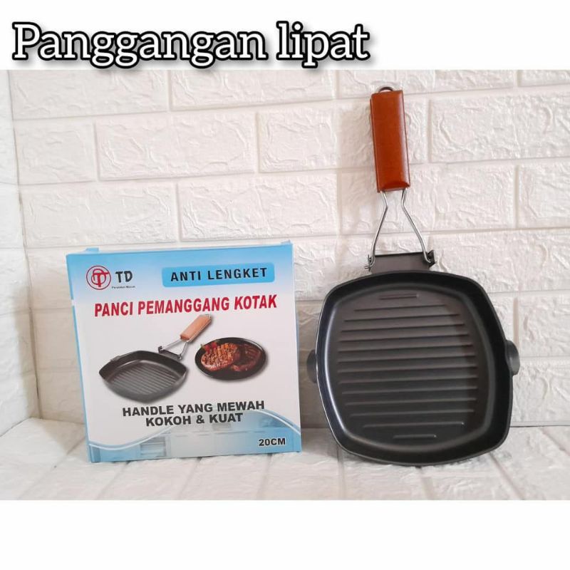 PANCI PEMANGGANG KOTAK TEFLON 20CM/ANTI LENGKET TD SQUARE GRILL PAN