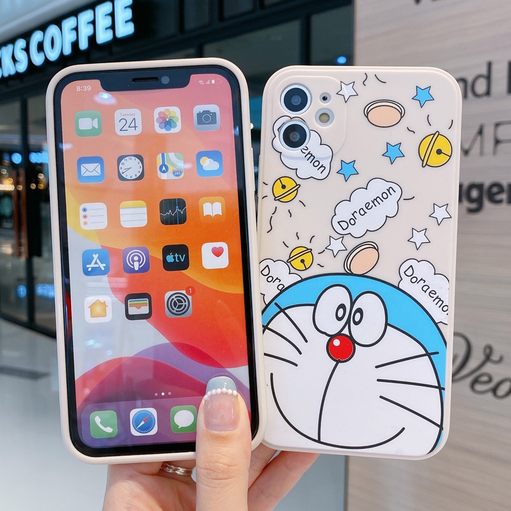 Case Pelindung Belakang Motif Kartun Doraemon Untuk iPhone 11 12 13 Pro Max X XS Max XR 12 13 Mini 7 8 6 6S Plus SE 2020