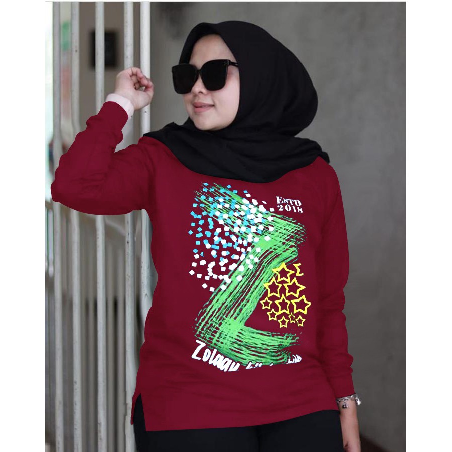 BISA COD✔️ BLOUSE NARRA ZLQ BIG SIZE / ATASAN LENGAN PANJANG WANITA MUSLIM SIZE L-XL-XXL