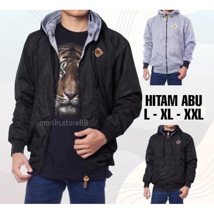 Marlin Store Jaket Pria Bb Dc Bolak Balik Taslan Parasut Cowok Bahan Waterprof