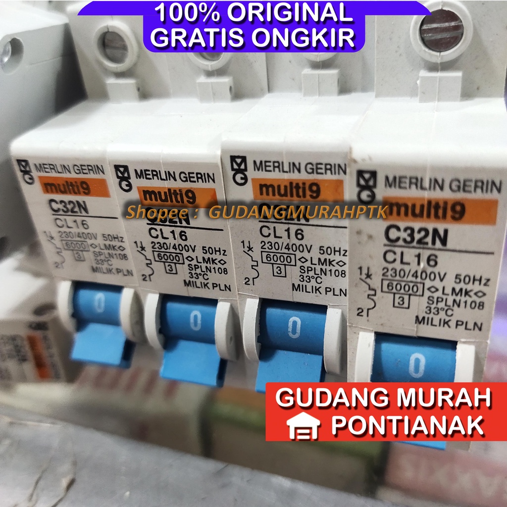 MCB merlin gerin biru 1phase STUT ada Cap &quot;MILIK PLN&quot; 2a 4a 6a 10a 16a 25a