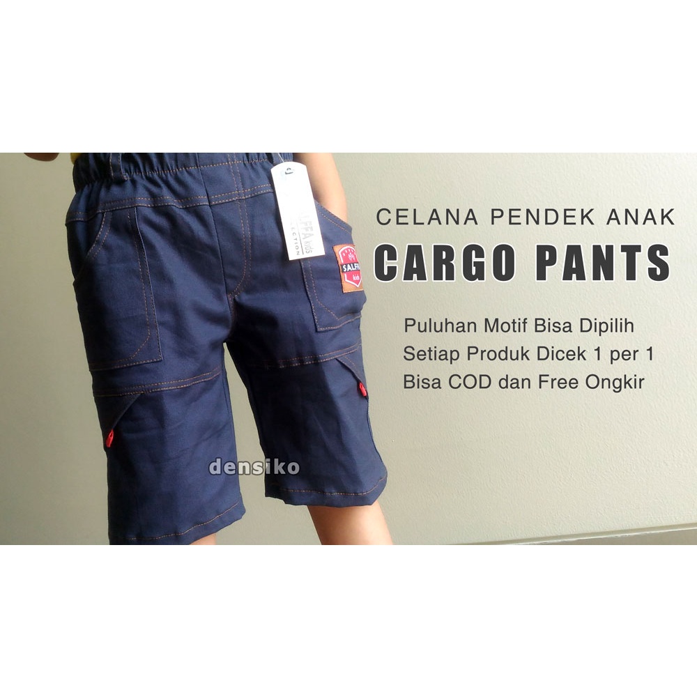 Celana Pendek Cargo (L) Celana Pendek Anak Laki Laki Corduroy, Jeans, Katun Stretch, Drill